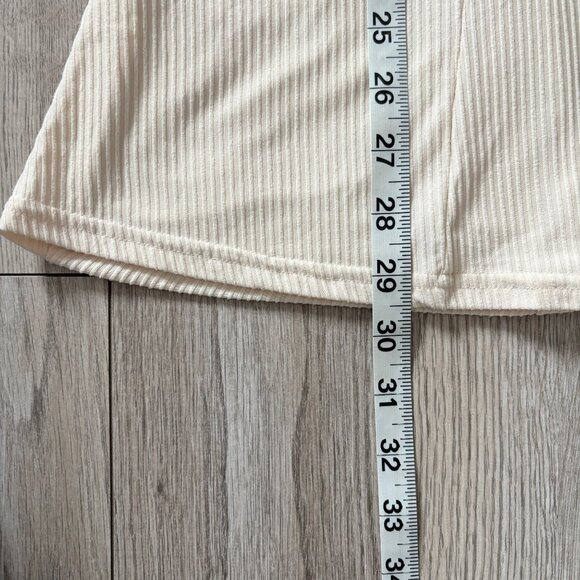 Mi Ami Ribbed Mini Dress Beige Cream Womens Small Boho Cottagecore Babydoll 90s - Picture 9 of 13